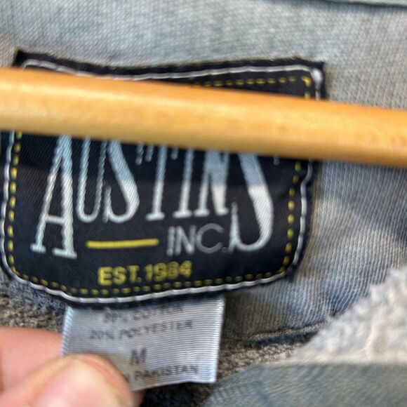 Austins Inc Block Island Hoodie Sweatshirt Men's Size M Gray Zip Neck Pullover - Picture 7 of 12